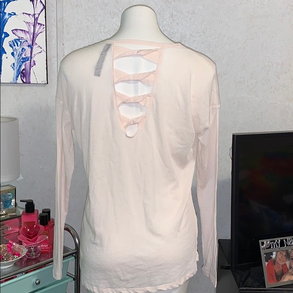 Betsey Johnson Tops - baby pink Besty Johnson bow cutout shirt